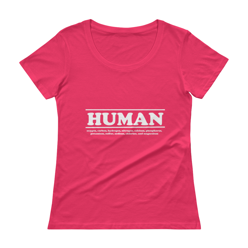 Womens Scoop Neck  T - HUMAN ingredients (white letter)