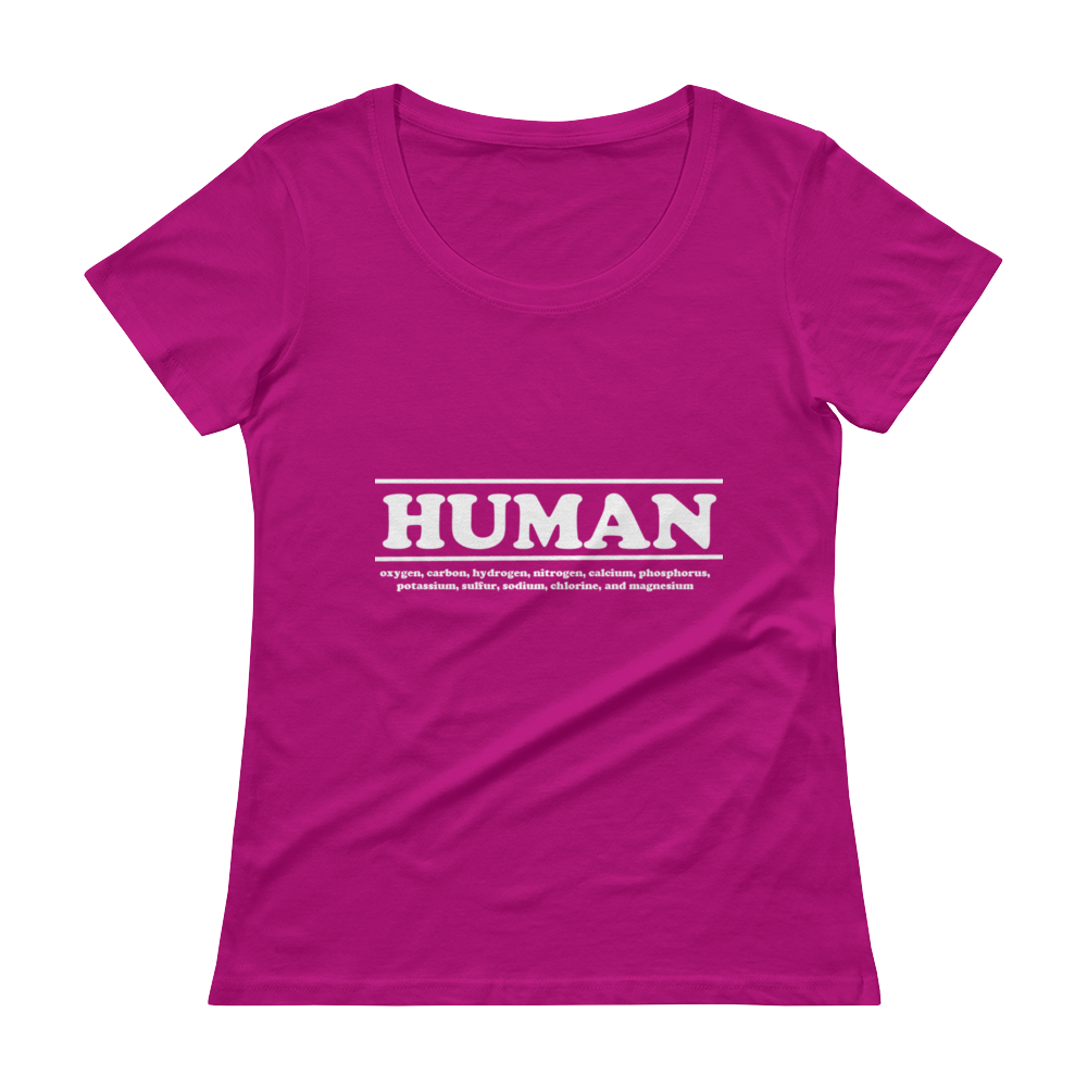 Womens Scoop Neck  T - HUMAN ingredients (white letter)