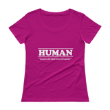 Womens Scoop Neck  T - HUMAN ingredients (white letter)