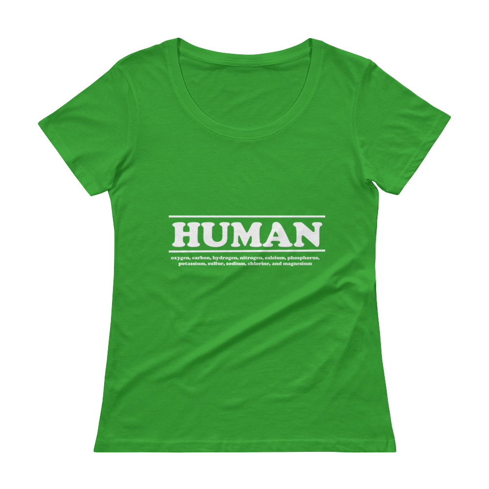 Womens Scoop Neck  T - HUMAN ingredients (white letter)